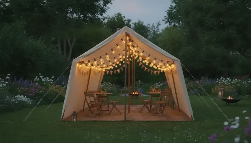 Stimmungsvolle Partyzelt Beleuchtung 3x6m